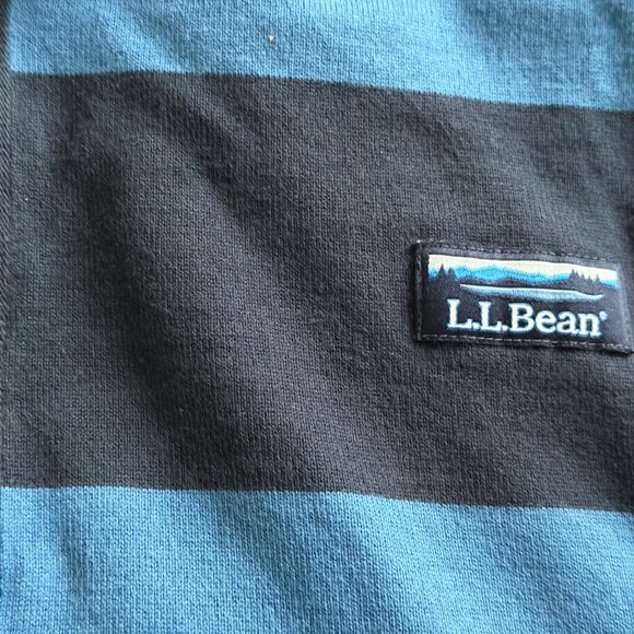 Men's LL Bean Long Sleeve Polo, 2XL - Tall, Blue Stripes - Picture 4 of 4